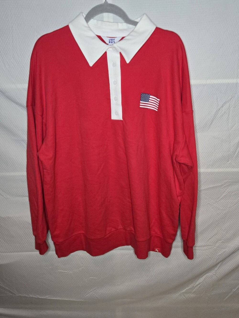 JOYLab Flag Red Preppy Polo-Style Men's Sweater with White Collar